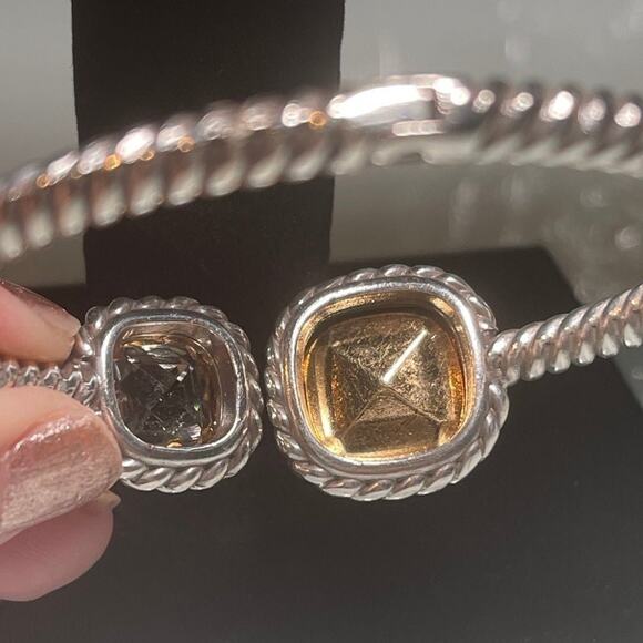 Hinged bangle bracelet citrine and gold accents - Picture 4 of 9